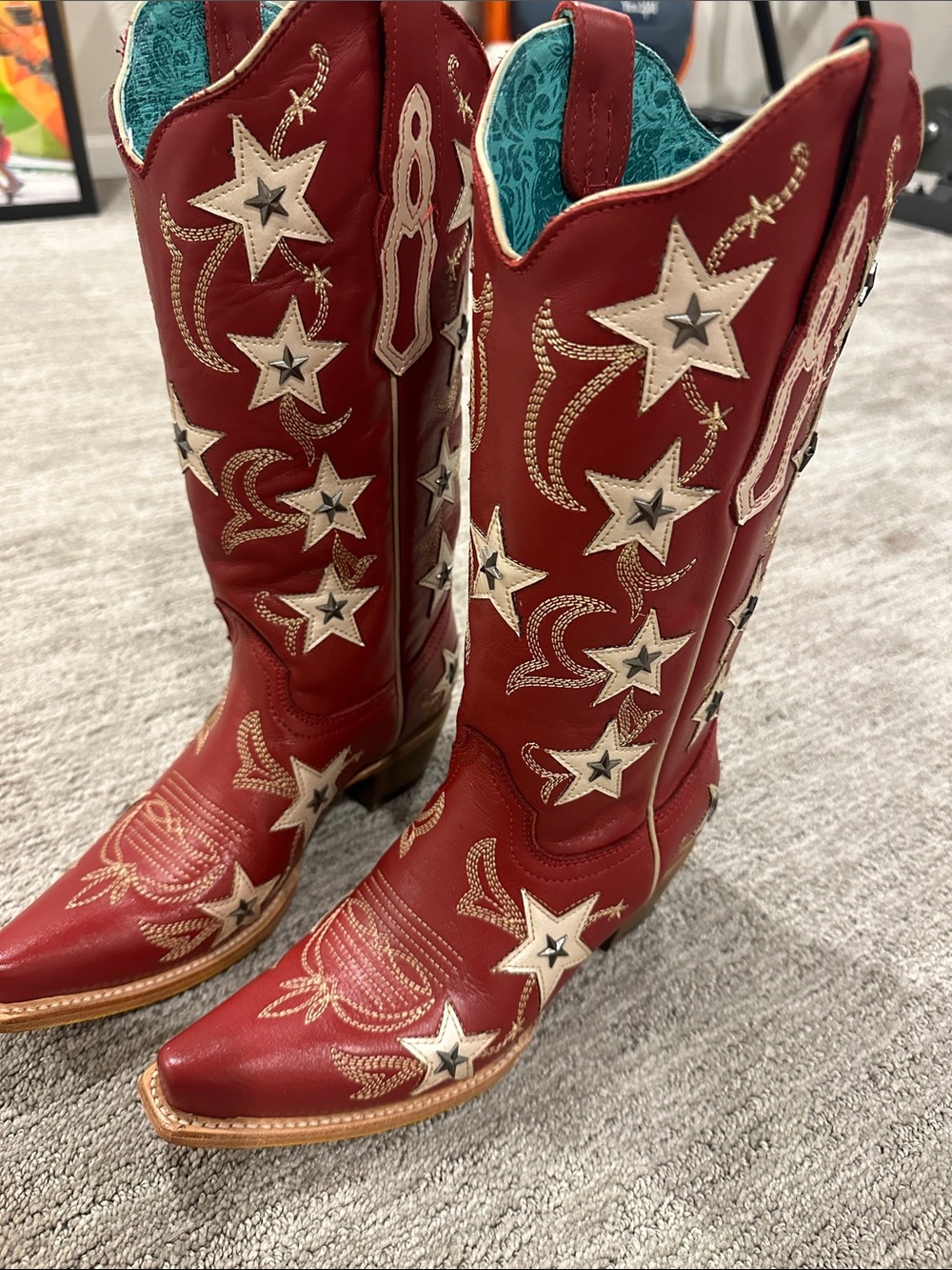 Corral Red Star Embroidered Western Cowgirl Boots - Women 7.5 like new